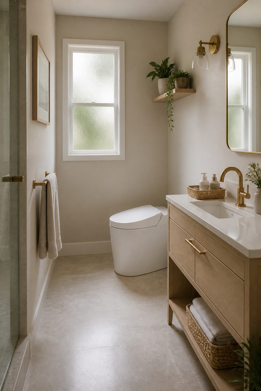An eco-friendly toilet installed in a compact bathroom setting.