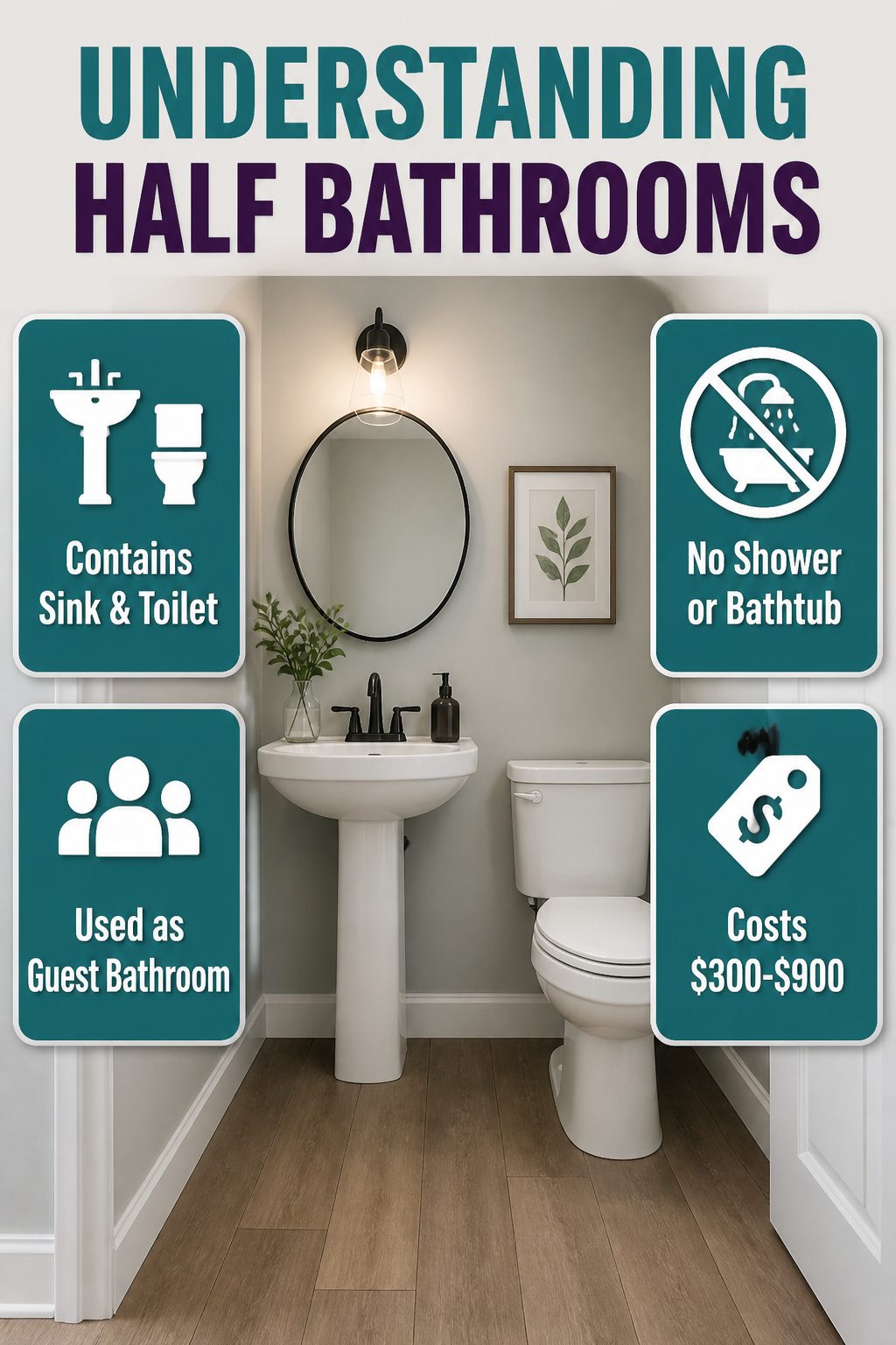 Illustration explaining what constitutes a half bathroom.