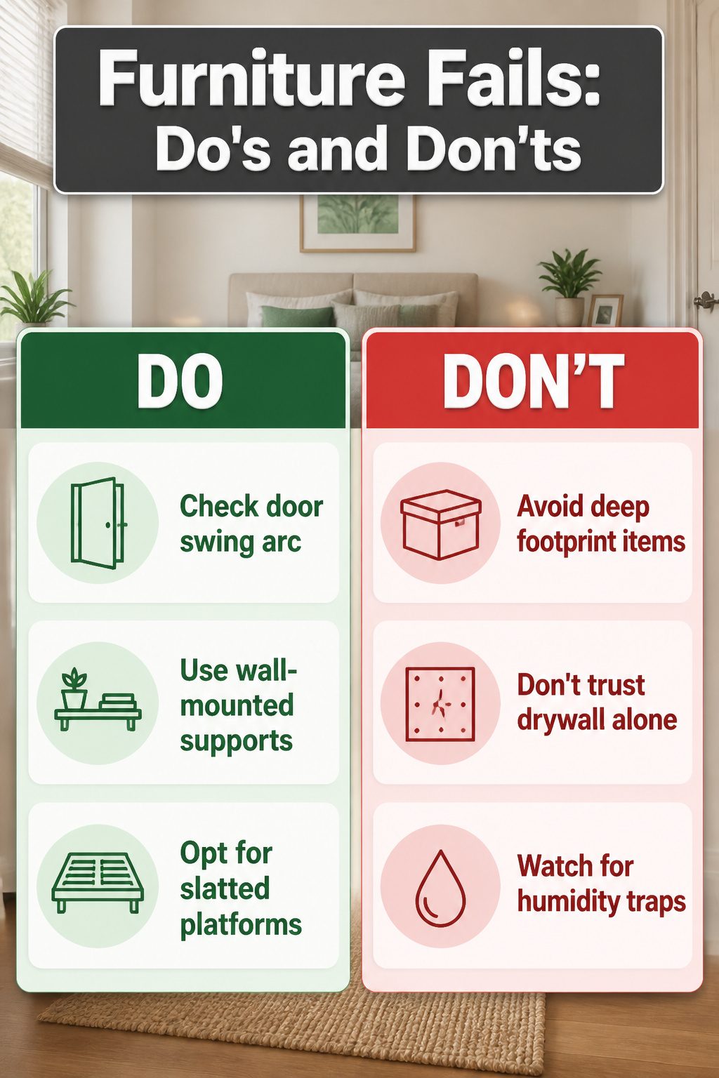 An image illustrating common furniture mistakes in small spaces.