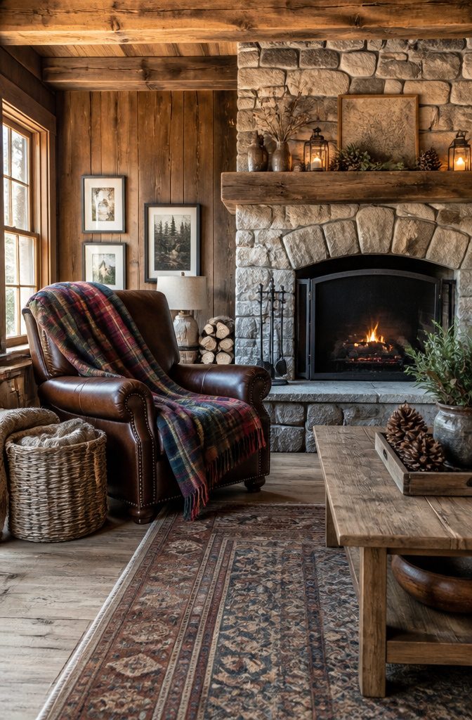 Plaid Living Room Ideas: Patterns, Styles and Decor 9 A classic plaid armchair enhances the warmth of a traditional living space.