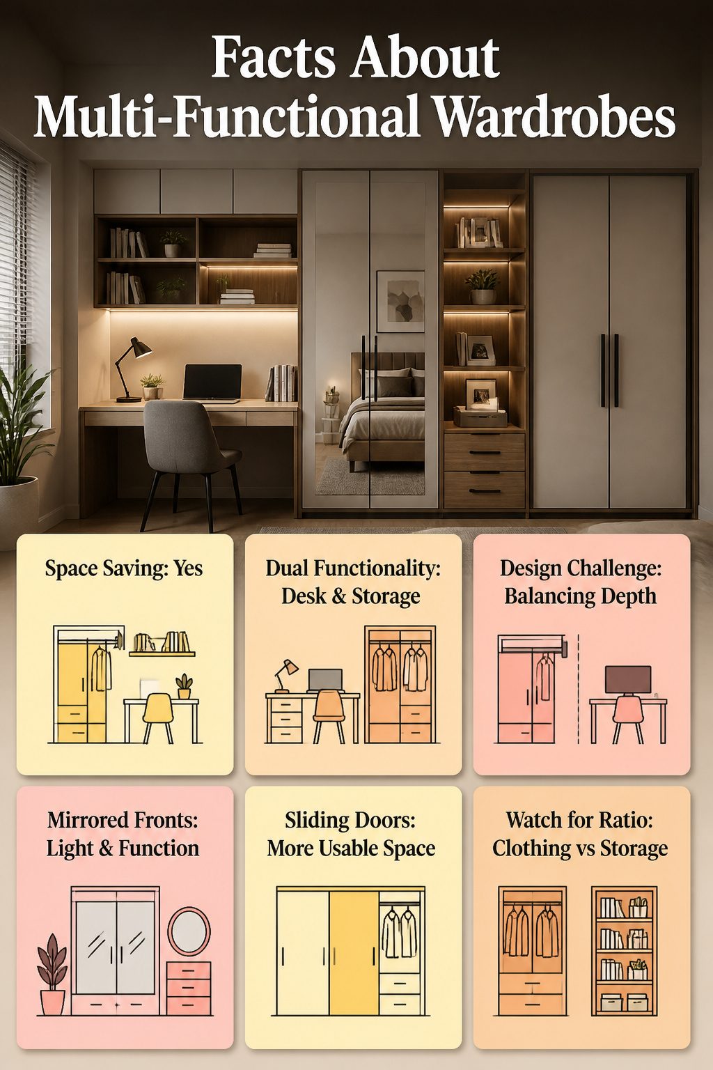 Information about multi-functional wardrobe designs and their benefits.