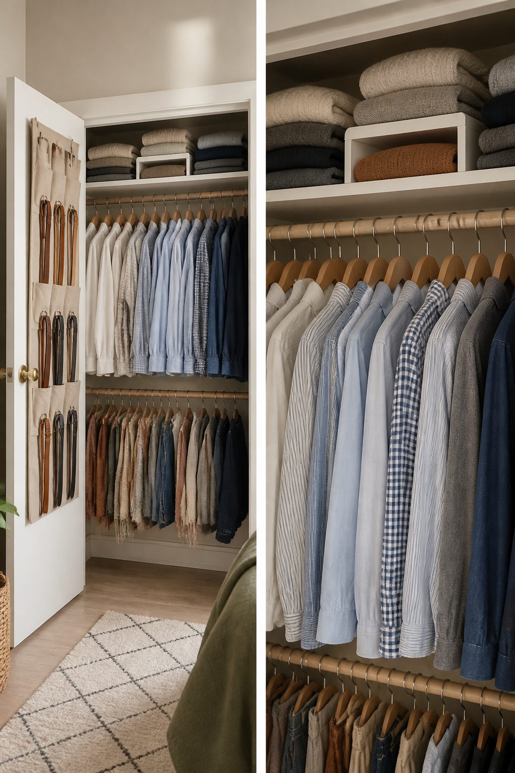 10 Small Apartment Storage Ideas to Maximize Space in 2026 9 A closet with a double rod for clothing storage.
