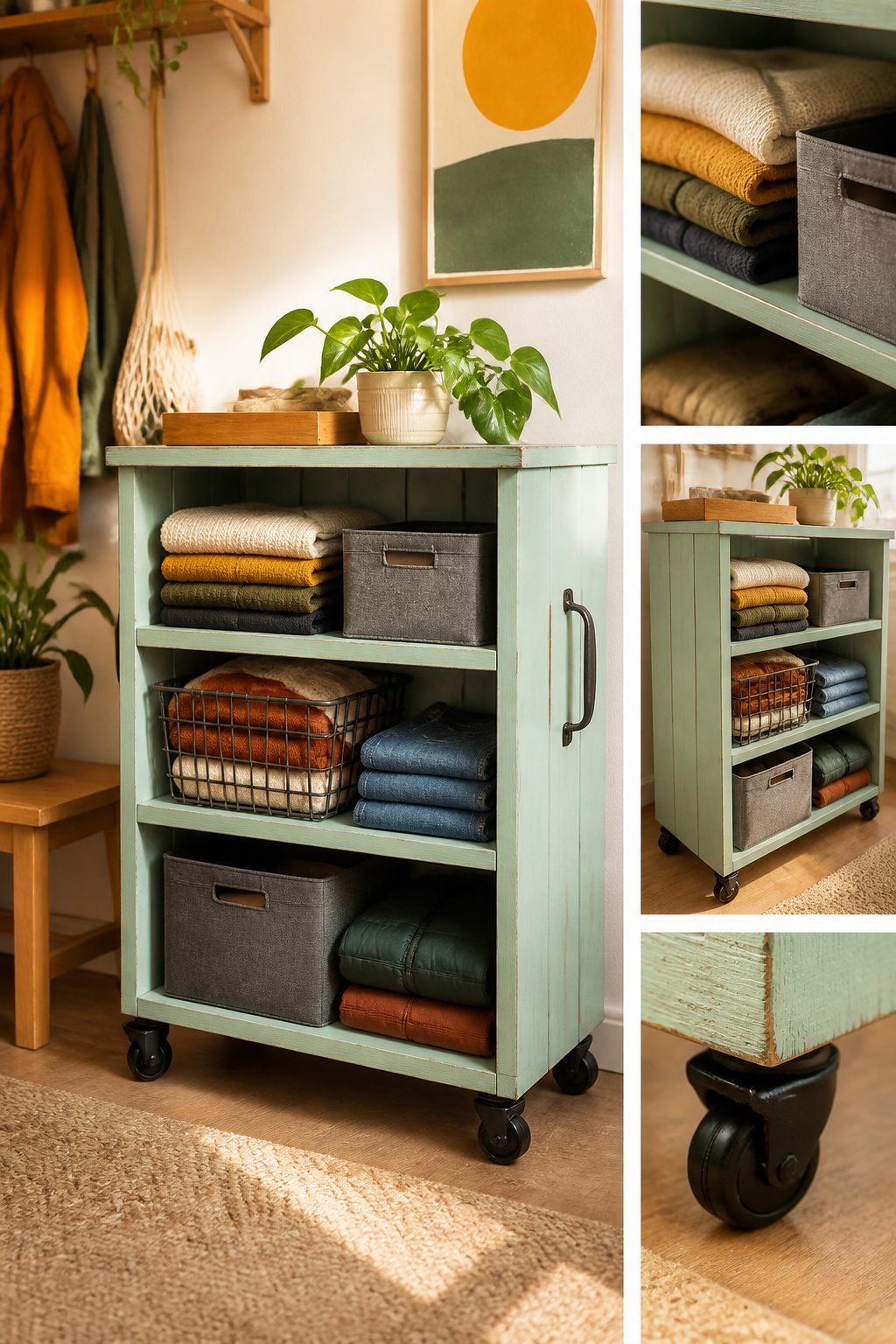 10 Small Apartment Storage Ideas to Maximize Space in 2026 14 Rolling bins and custom storage made from old furniture.