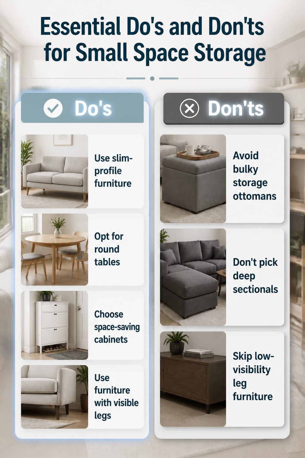 10 Small Apartment Storage Ideas to Maximize Space in 2026 15 A small living room featuring a compact sofa and table.