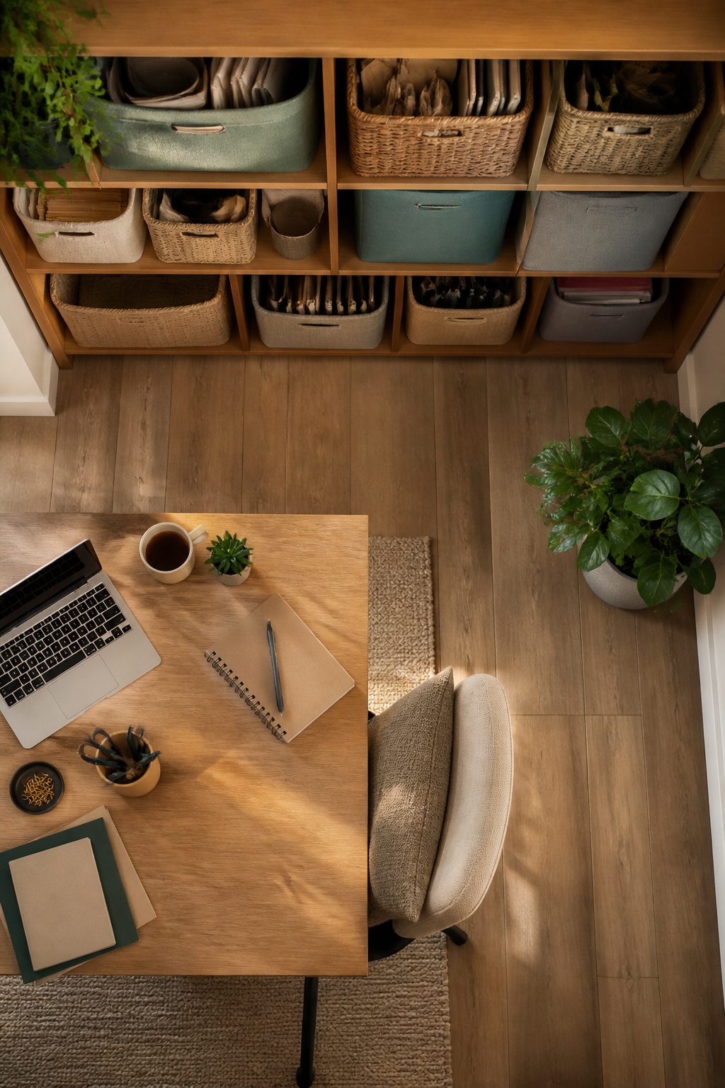 10 Tiny House Organization Ideas for Maximizing Space in 2026 10 Fabric bins on a shelf, labeled for easy identification.