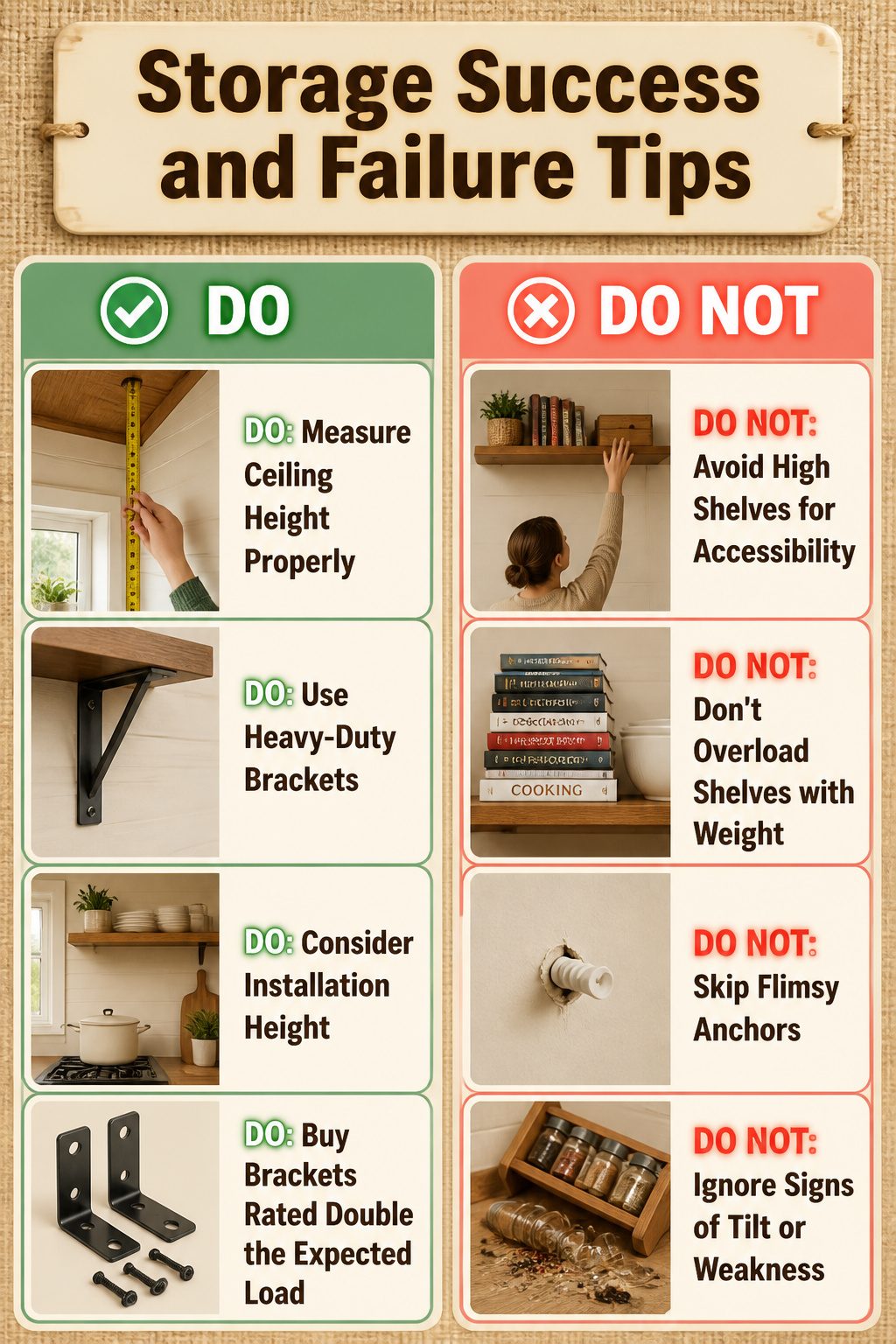 10 Tiny House Organization Ideas for Maximizing Space in 2026 15 High shelves with books and items, unreachable without a step stool.